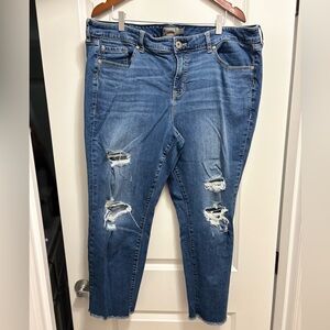 Torrid Blue Ankle Cropped Jeans with Distressed Details